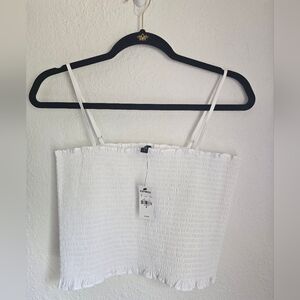 NWT Express White Ruffled Smocked Camisole
